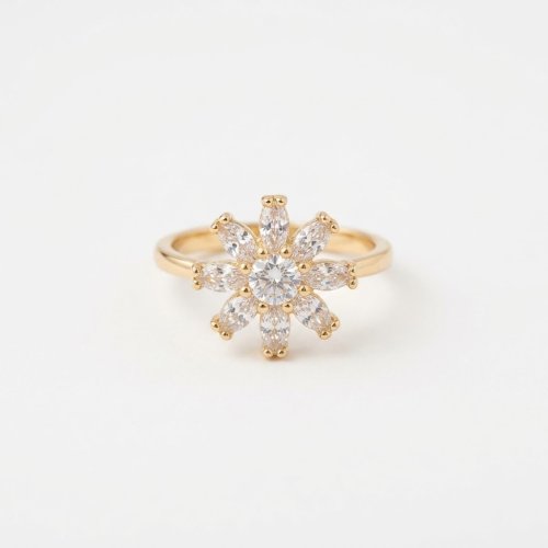 Anillo flor dorado