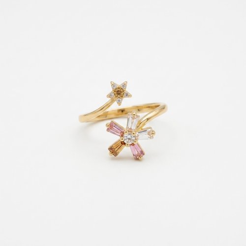 Anillo flor y estrella 
