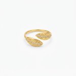 Anillo 2 hojas dorado 