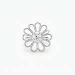 Anillo flor grande plateado