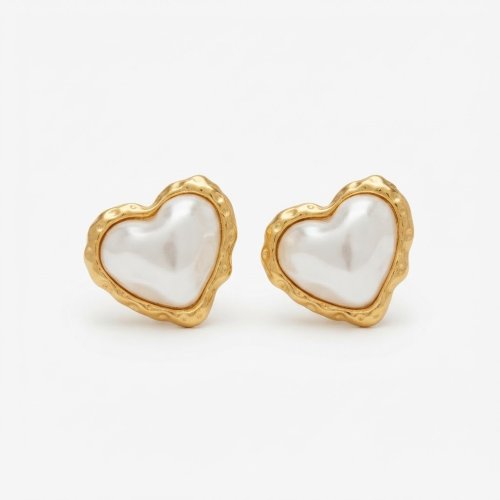 Aretes corazón blanco grandes 